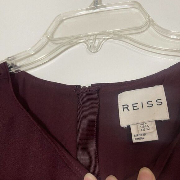 REISS Georgie Tie Sleeve Shift Dress in Dark Red Maroon Size US 0 $395 - Picture 4 of 8